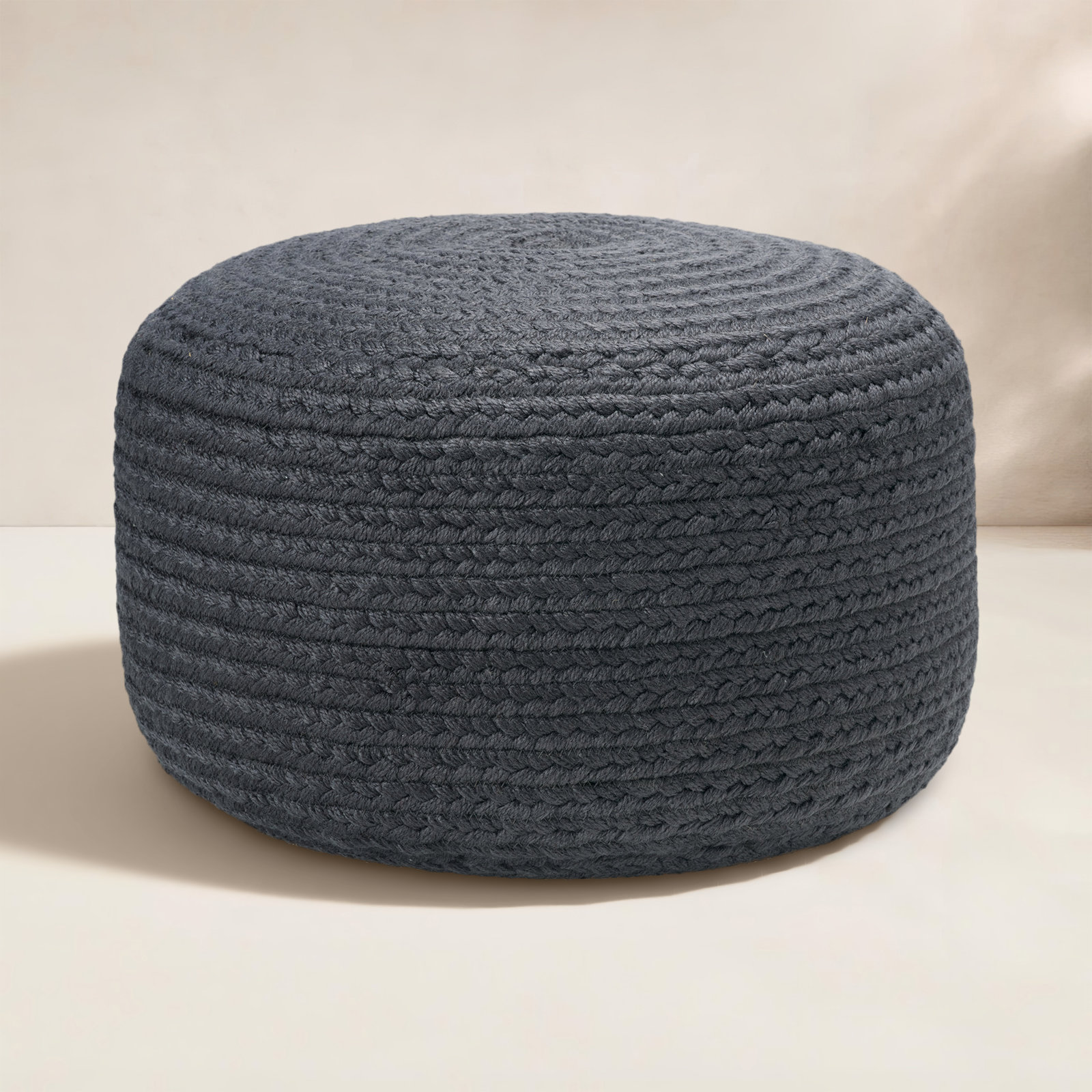 Dalenna Round Outdoor Ottoman, Dark Gray