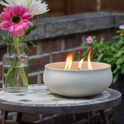 TIKI® Brand 7 Inch Diameter Ceramic Concrete Bowl White