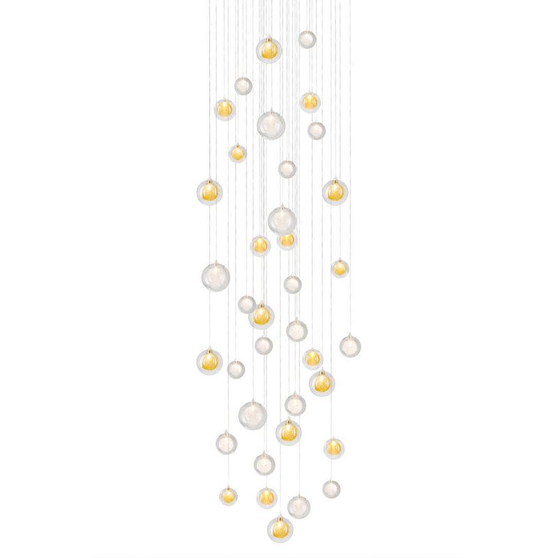 37 - Light Pendant, Clear/Gold