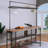 Rustic Sand Black And Natural Tone Metal Bar Height Table With Stemware Rack