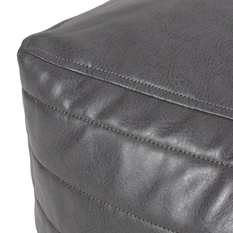 Bambo Faux Leather Rectangle Pouf, Gray, Gray