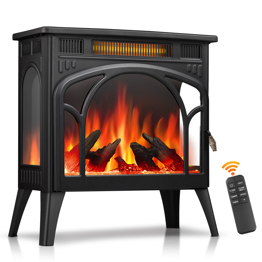 Infrared 23.5'' W Electric Fireplace With Remote & Overheating Protection, Timer, Adjustable Flame  COWSAR