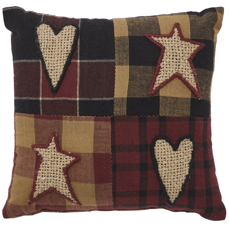 Connell Burgundy Cotton Patchwork Appliqued Throw Pillow