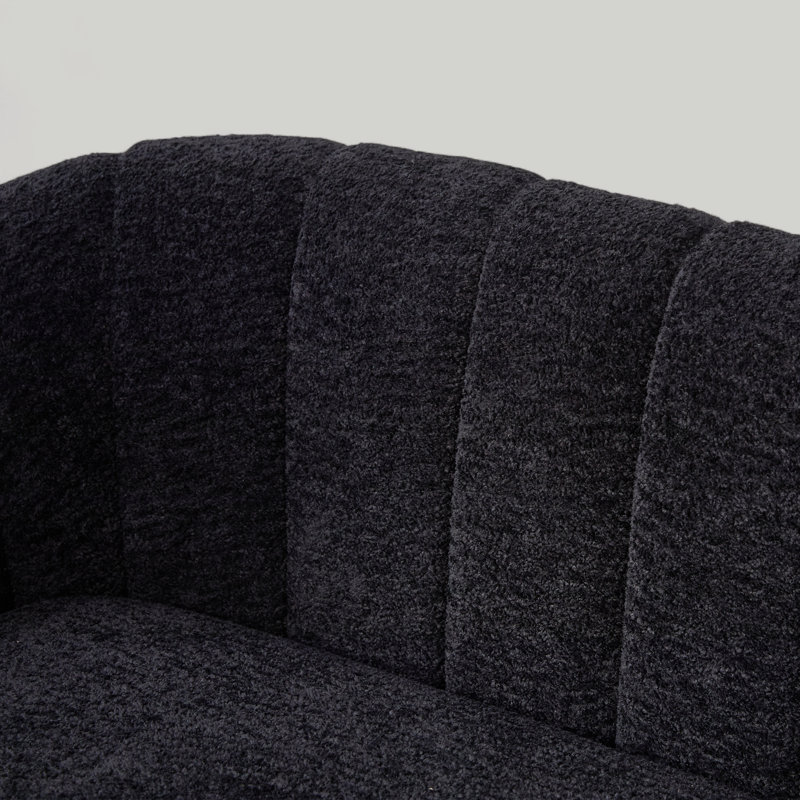 50" W Chenille Upholstered Channel Tufted Loveseat, Black