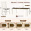 Ensemble de table de salle à manger extensible 7 pièces pour 6 personnes, table en placage de chêne de style campagnard et 6 chaises à dossier en lattes rembourrées, ensemble de salle à manger à structure compacte en bois d'hévéa massif, brun et beige, coussin beige