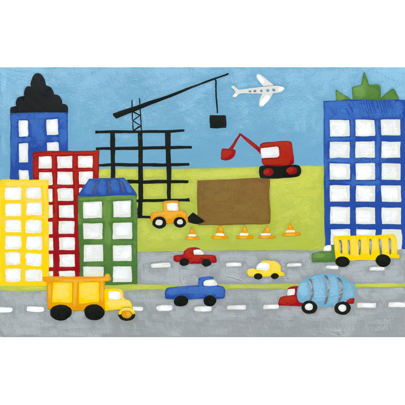 Storybook Construction Site - Wrapped Canvas Art Prints, 20cm H x 30cm W x 3.8cm D
