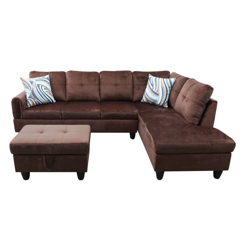 Jacksmith Upholstered Sectional, Right Hand Facing, Chocolate Polyester Blend