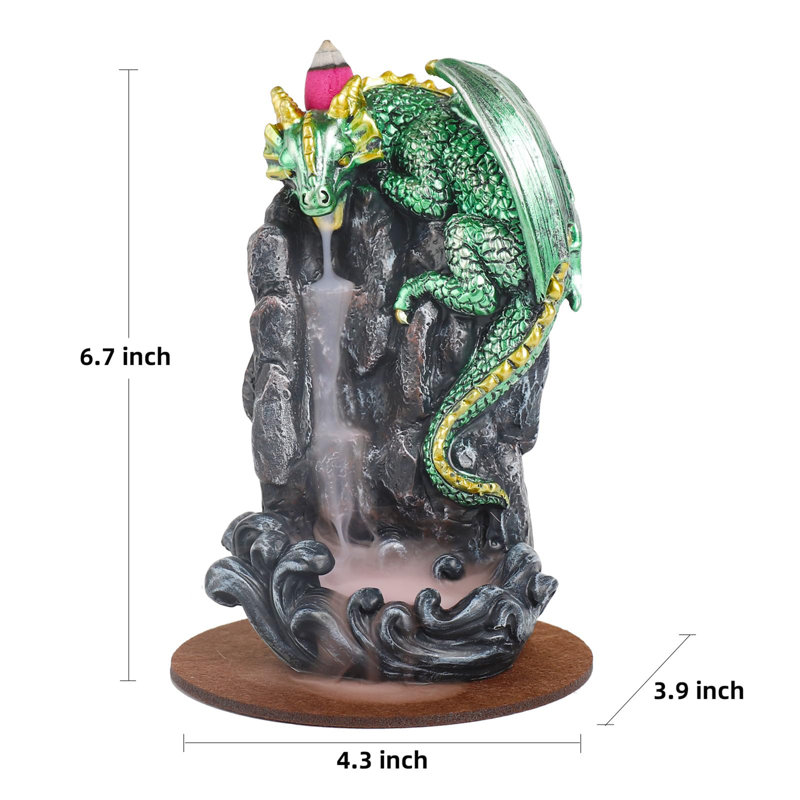 Dragon Backflow Incense Holder Waterfall Incense Burner, Green