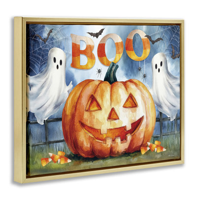 Boo Ghost & Jack-o-Lantern, cadre flottant, conception par Nicole DeCamp