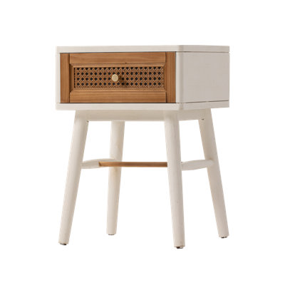 Aril Fully-Assembled Modern Farmhouse Woven Cane Nightstand, End Table with 1 Drawer by Bay Isle Home