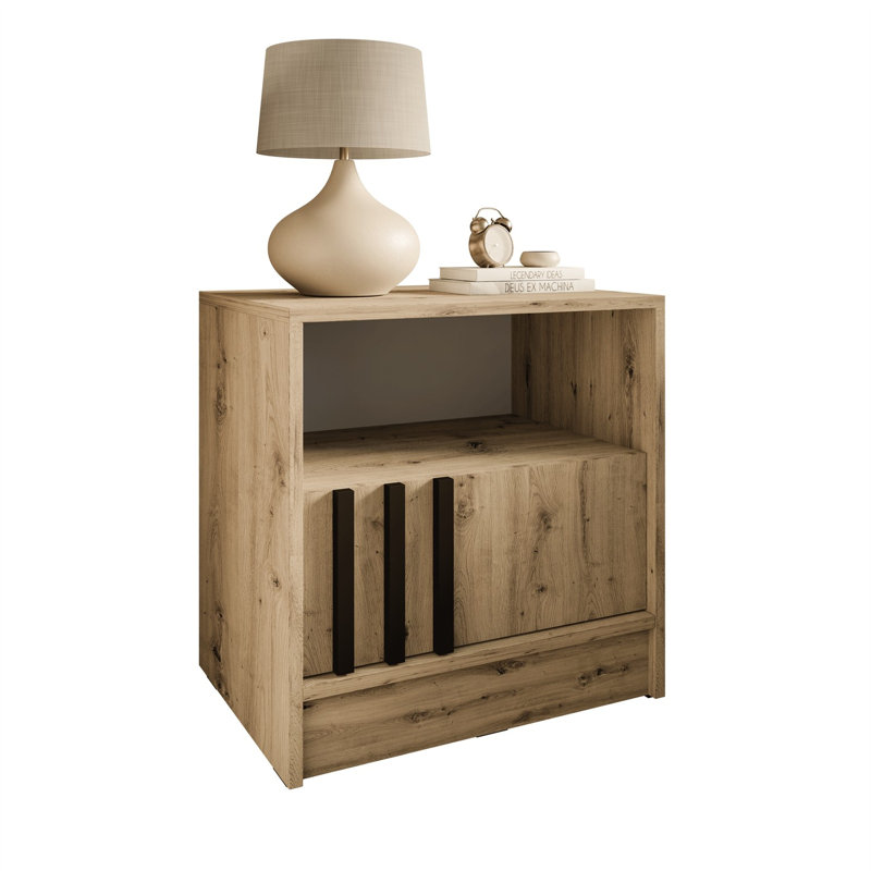 51cm W Bedside Table, Artisan Oak/Black