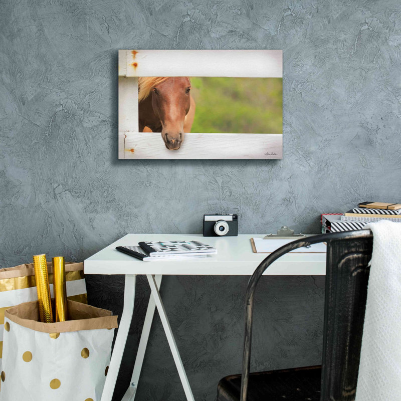 «Horse at Fence» par Lori Deiter, art mural sur toile, H 12 po x l 18 po x P 0,75 po