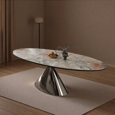 Modern Durable Rock Slab Oval Dining Table