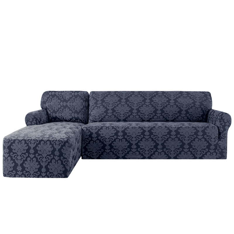 Box Cushion Sofa Slipcover, Grayish Blue