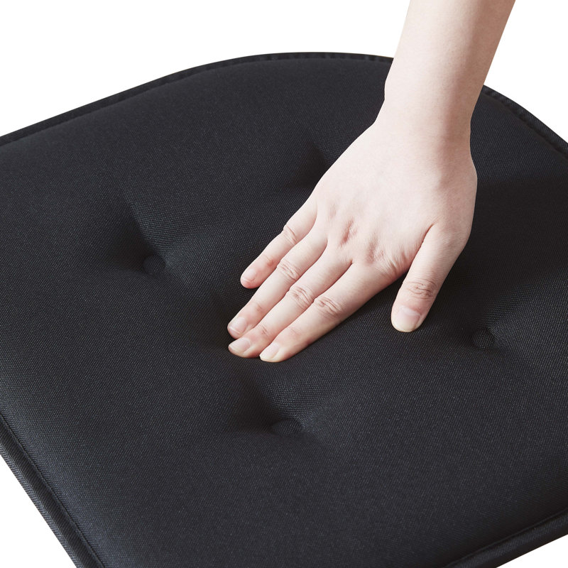 Coussin de siège en mousse à mémoire de forme en U épais et confortable de qualité supérieure Coussin de siège capitonné antidérapant Housse de siège intérieure en caoutchouc antidérapant de 17 po x 16 po pour bureau, chaises de cuisine, couleur noire, paquet de 6