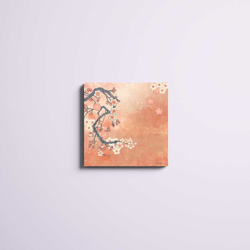 «Tokyo Cherry I», peinture sur toile, H 20 po x l 20 po
