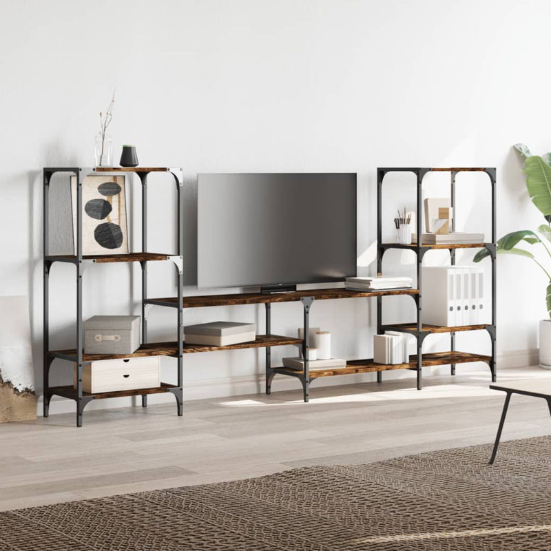Abshure TV Stand for TVs up to 88", Smoked Oak
