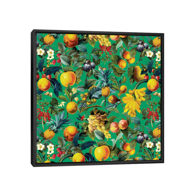 Motif de fruits, impression sur toile tendue, H 18 po x l 18 po x P 1,5 po, Papier d'art encadré noir, Pas de tapis