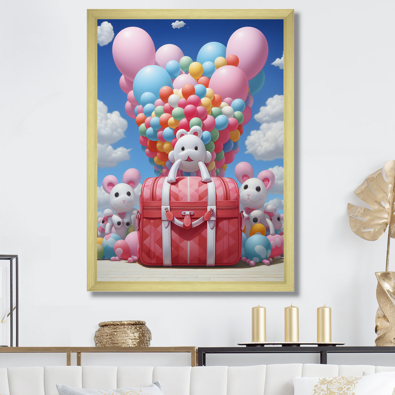 «Playful Ballons», sac à main, Cadre doré simple, H 44 po x l 34 po x P 1,5 po