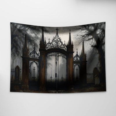 Halloween Old cemetery gates Wall Tapestry