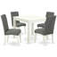 Ensemble de table de salle à manger moderne 5 pièces comprenant une table carrée en bois et 4 chaises rembourrées en tissu de lin gris, lin blanc-1133033488-1133033489-1189260640