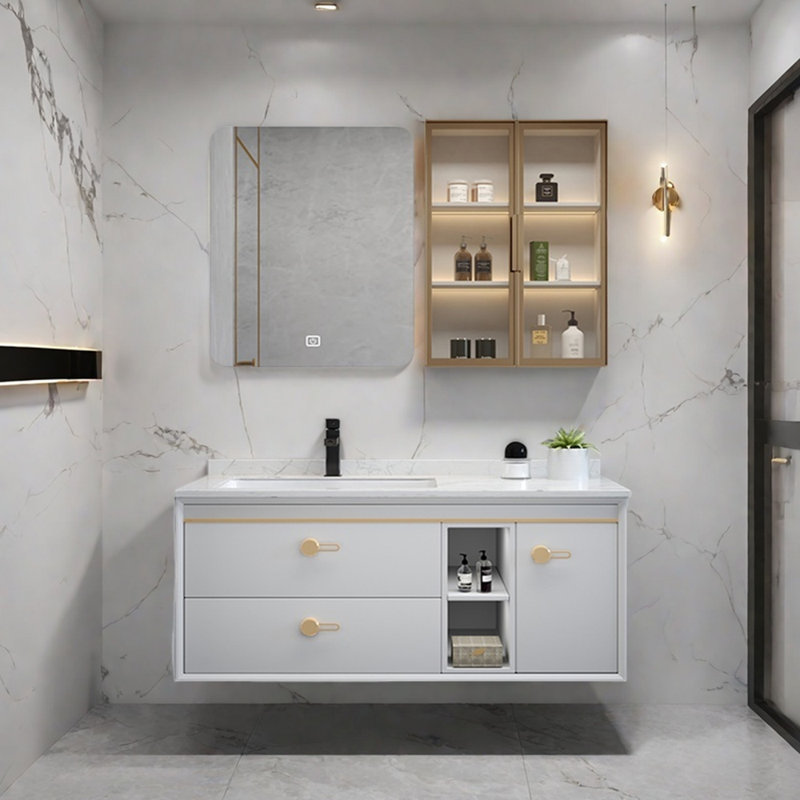 Nordic style light luxury bathroom cabinet, Off White, 19.6" H x 51.1" W x 20.4" D
