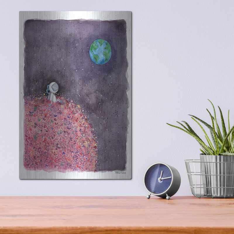 «Sitting on a Flower Moon» par Rachel Nieman, art mural en métal, H 16 po x l 12 po