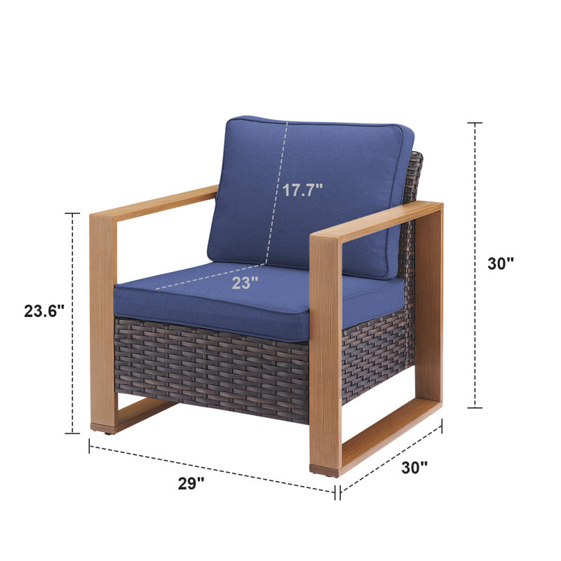 Kelyse Outdoor Lounge Chair, Brown Frame/Blue Cushion