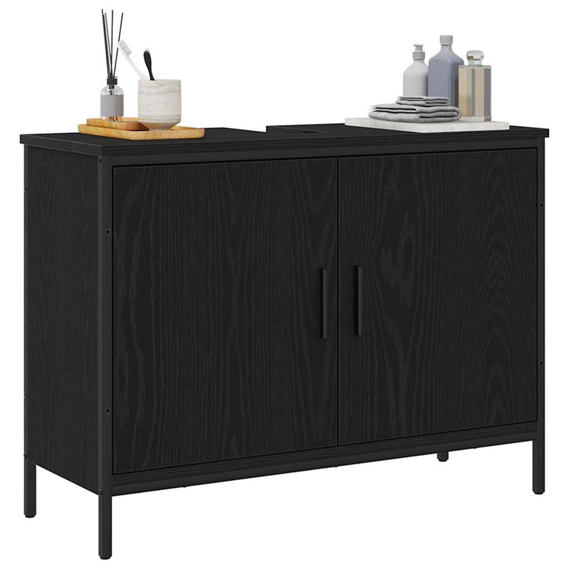  Bathroom Sink Cabinet Oak 80 X 30 X 60 Cm Engineered Wood