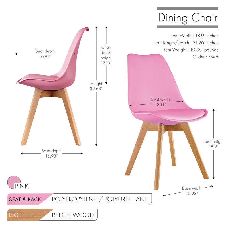 Elmsall Upholstered Dining Chair, Pink