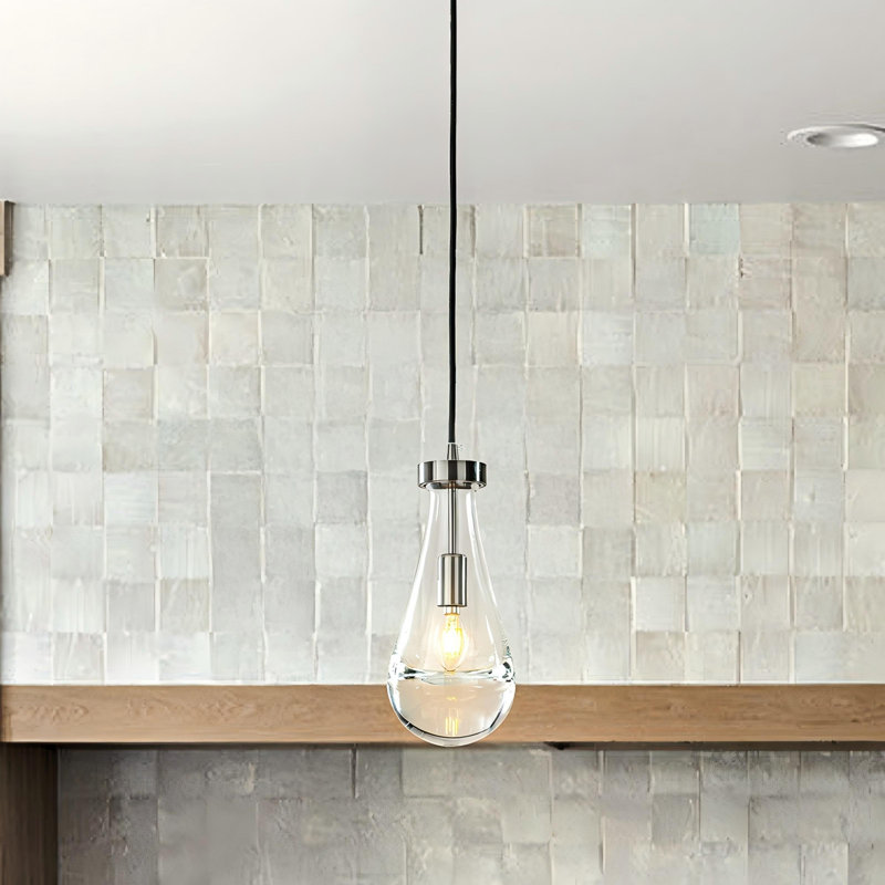 Luminaire suspendu rustique en forme de goutte d'eau de style rustique en forme de goutte d'eau en nickel brossé à 1 lumière de 5 po pour îlot de cuisine	