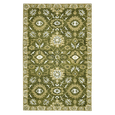 Dorceans Transitional Floral Hand-Hooked New Zealand Wool Area Rug