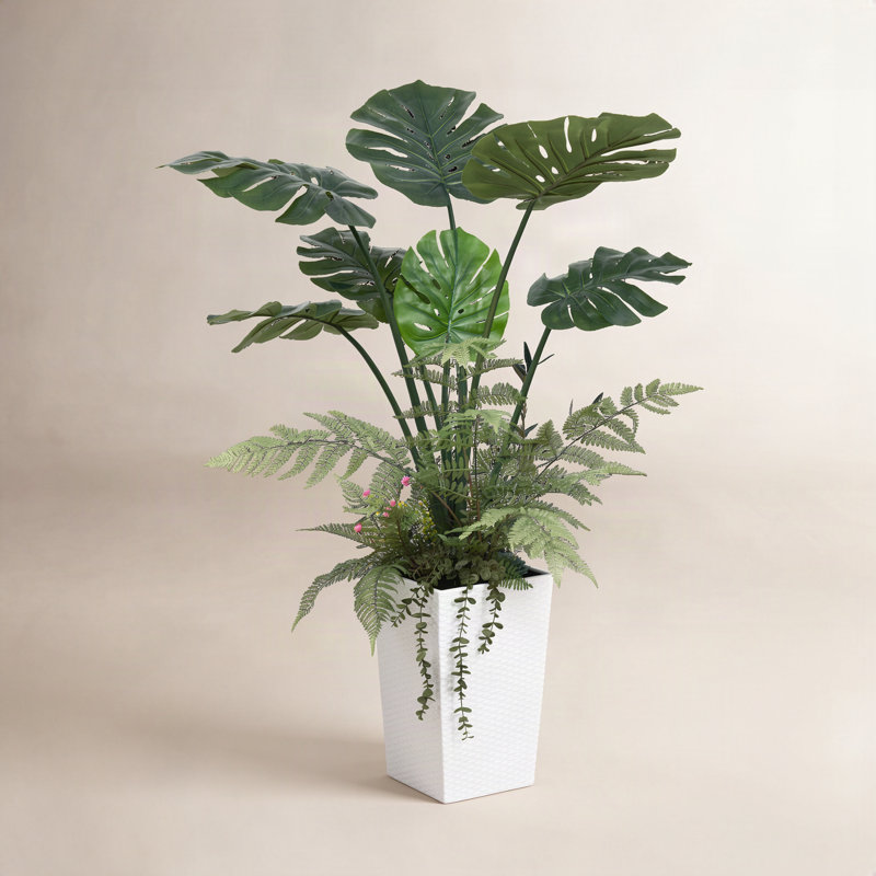 Plantes artificielles Adstell Monstera 4 pi - plante artificielle résistante aux rayons UV avec jardinière conique et plantes décoratives