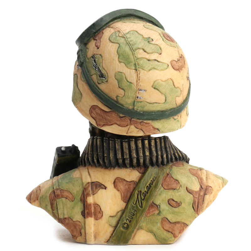 Demi-buste militaire en résine multicolore de 2,76 pouces de hauteur