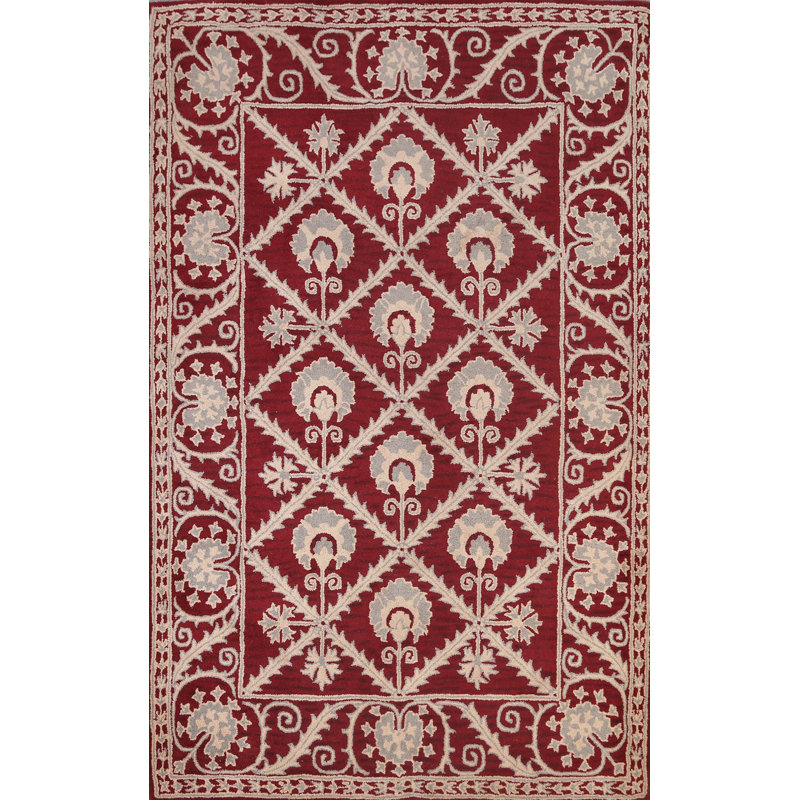 Tapis floral touffeté à la main 6 x 8