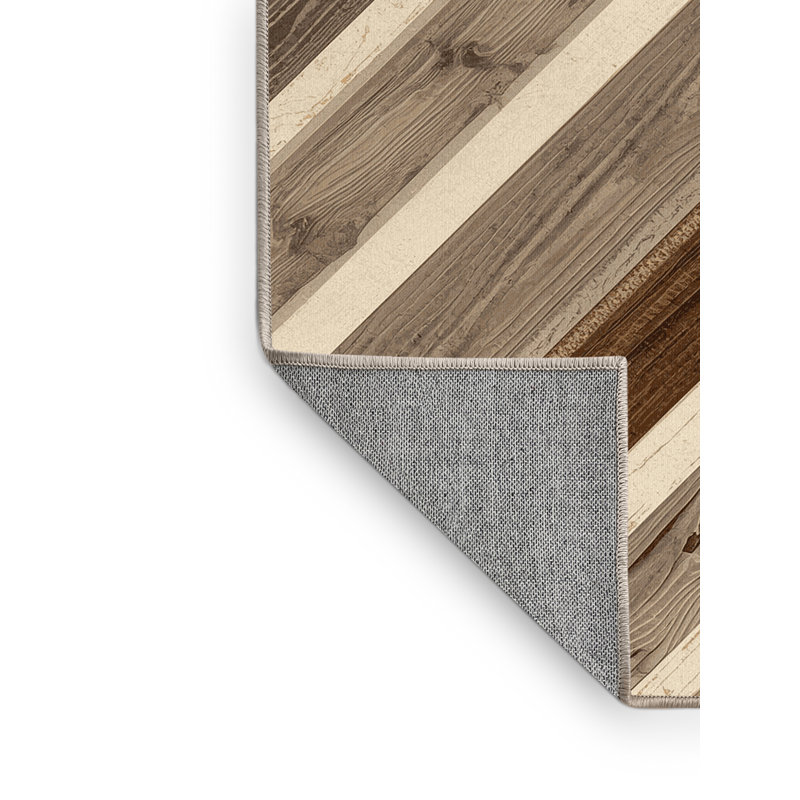 Tapis gris en bois rustique lavable à la machine Penola, 8 x 12