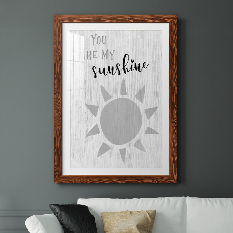 Soleil - imprimé, H 31,5 po x l 23,5 po x P 1,5 po, Papier avec cadre brun