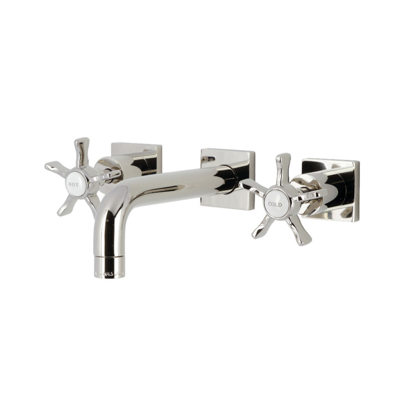 Kingston Brass KS6126NX Hamilton Two-Handle Wall Mount Bathroom Faucet, Polished Nickel, Polished Nickel
