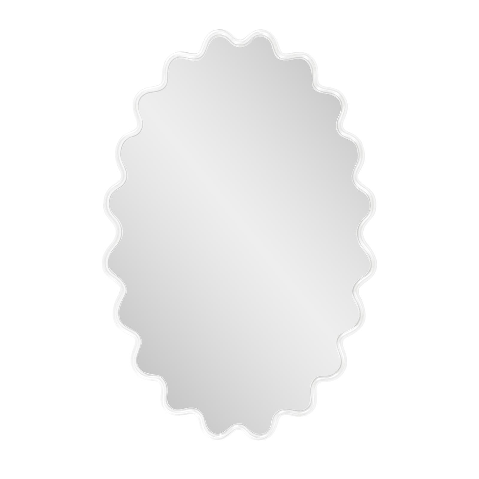 Modern Wavy Framed Oval Wall Mirror, White
