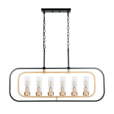 6 - Lights Chandelier Dining Room Chandelier Modern Black Gold Chandelier Farmhouse Chandelier Kitchen Island Glass Chandelier