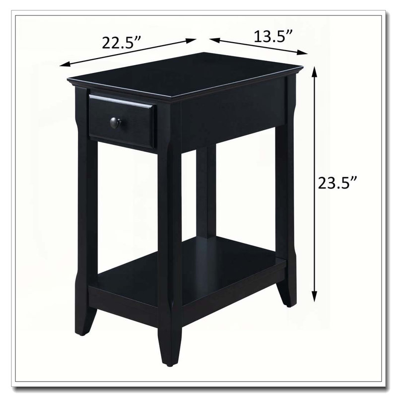 Table d'appoint noire avec tablette inférieure, Noir