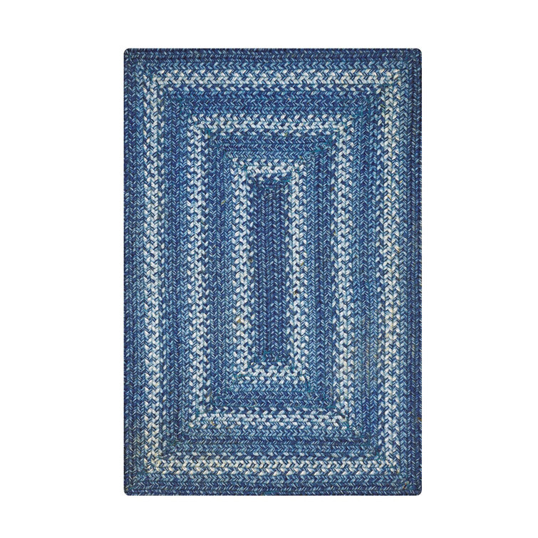 Damell Braided Non-Shedding Reversible Jute Blue Rug