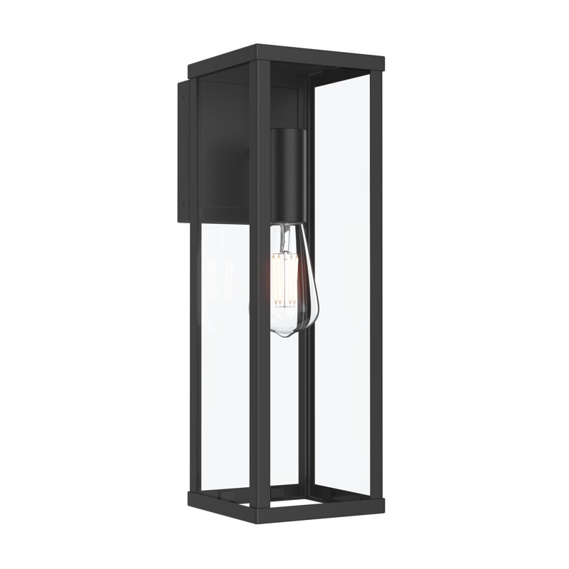 Ryle One-Light Large Wall Lantern with Clear Glass Panels, Matte Black