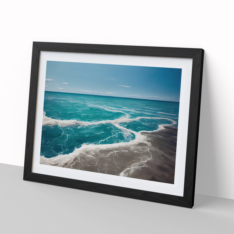 Beach Meets The Ocean - Single Picture Frame Painting, Black, 46cm H x 64cm W x 2cm D