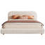 King Size Platform Bed With Boucle Fabric, Boucle Fabric Upholstered Platform Bed With Curve-Shaped Design Headboard,Easy Assembly