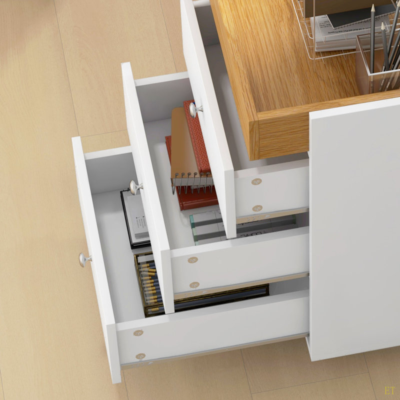 3 Drawer Home Office Storage Cabinet, Office Drawer On Wheels With Removable Tray, Under Desk Printer Stand With Storage