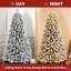 Arbre de Noël artificiel épinette enneigé, lumières incandescentes blanc chaud, support pliable, arbre de Noël enneigé -347488167