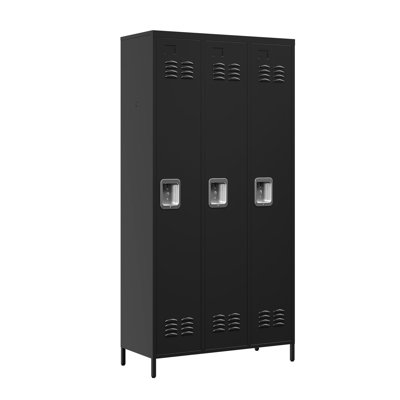 Casiers en métal - Rangement sécuritaire pour le garage de la salle de gym à domicile, espaces noirs à 3 portes organisés