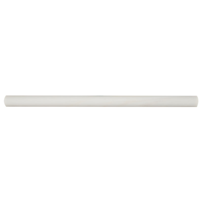 Calabria Frost 0.75 in. x 12 in. Polished Marble Pencil Liner Tile Trim