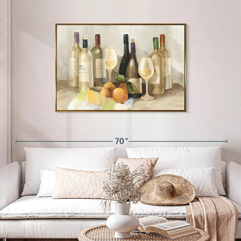 Vin et fruit II - lumière, Cadre flottant doré, 43 po x 29 po